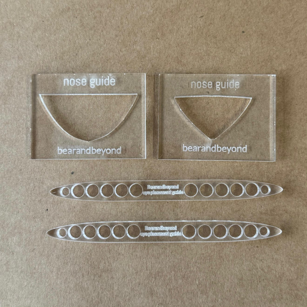 Clear nose guides and eye placement guides with BearandBeyond lettering