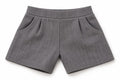 Finished grey trousers with waistband and pockets, shown as a sewing example